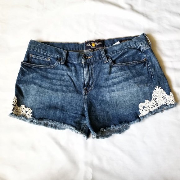 Lucky Brand Pants - Lucky Brand Riley Cut Off Jean Shorts with Lace